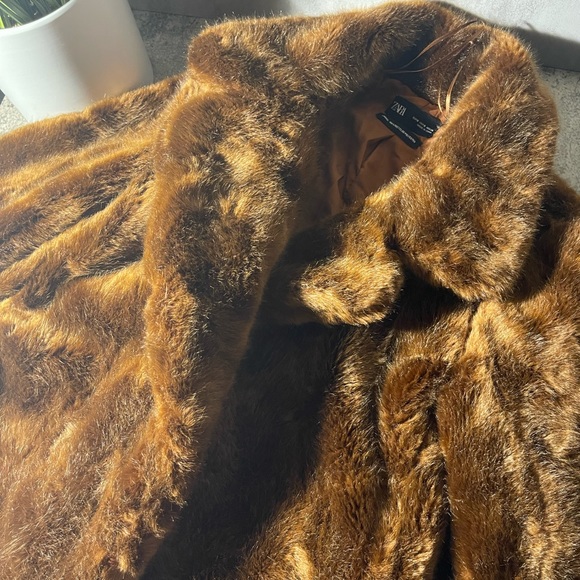 Zara Furl Caramel Coat - Picture 2 of 3